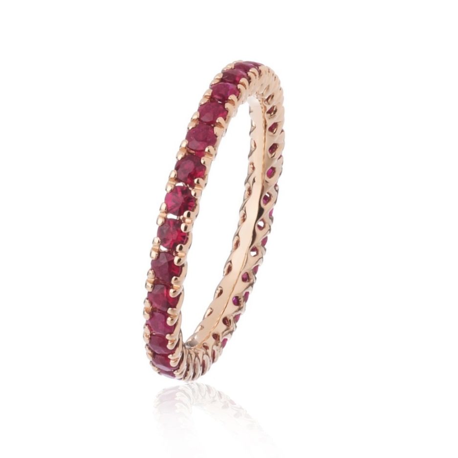 Forever-Unique-Jewels-Ruby-Golden-rose-Eternelle-ultralight-ring-Anello-Veretta-Rubini-Oro-rosa-Daily-Chic-Collection-Eco.