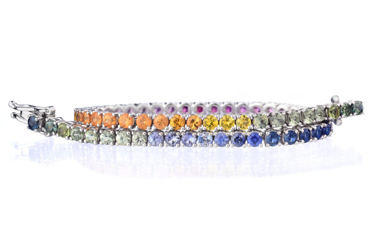 Forever-Unique-Jewels-Sapphire-Stones-Zaffiri-Fancy-cut-Hearts-cut-Rose-gold-Eternelle-ring-Rainbow-Tennis-Bracciale-Gold-Daily-Chic-Collection.